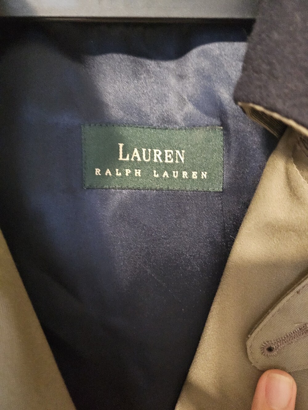 Vintage 90s Lauren Ralph Lauren Khaki Double Breasted Trench Coat 48R Wool Liner - Picture 6 of 16